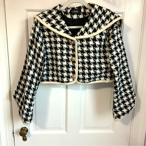 Cider Jackets & Coats Cider Cropped Houndstooth Jacket Poshmark